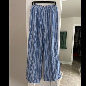 Nay and blue striped linen pants